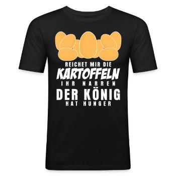 Kartoffel Spruch Kartoffeln - Männer Slim Fit T-Shirt - Schwarz - Vorne - Nik (191cm)