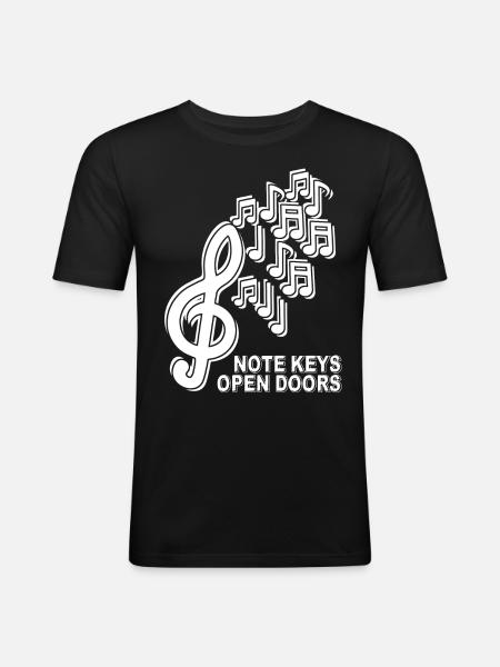 Clef de musique - T-shirt près du corps Homme - noir