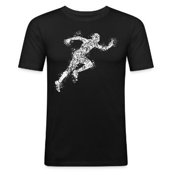 Laufen Rennen Laufsport Tropfen Läufer - Männer Slim Fit T-Shirt - Schwarz - Vorne - Nik (191cm)