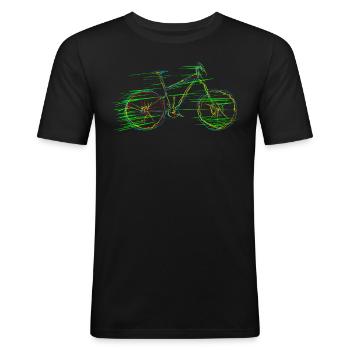 Fahrrad Fahrradfahrer MTB Radfahrer - Männer Slim Fit T-Shirt - Schwarz - Vorne - Nik (191cm)