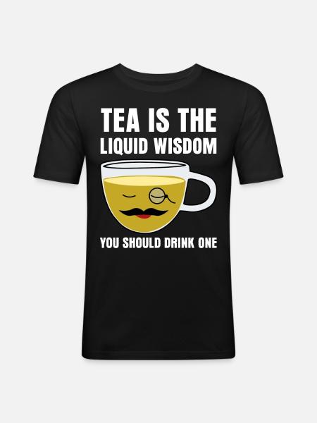Teetrinker Teetasse lustig Teebeutel Tee - Männer Slim Fit T-Shirt - Schwarz