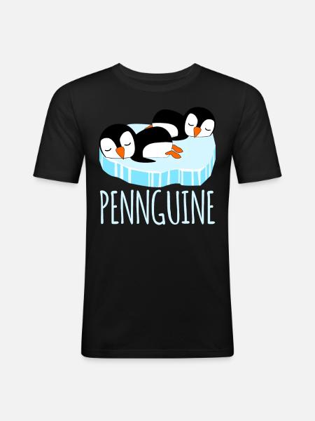 Sleeping penguins tired penguin - Men's Slim Fit T-Shirt - black