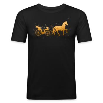 Kutsche Kutscher Pferdekutsche - Männer Slim Fit T-Shirt - Schwarz - Vorne - Nik (191cm)