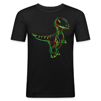 Dinos Velociraptor Dinosaurier - Männer Slim Fit T-Shirt - Schwarz - Vorne - Nik (191cm)
