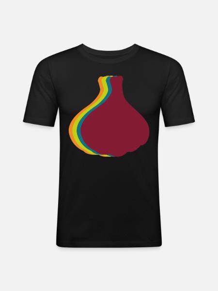 Garlic Retro Garlic Cloves - Men's Slim Fit T-Shirt - black