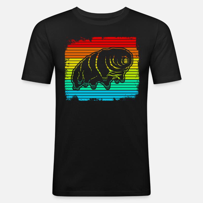 Tardigrade Retro Wasserbär Bärtierchen - Männer Slim Fit T-Shirt - Schwarz