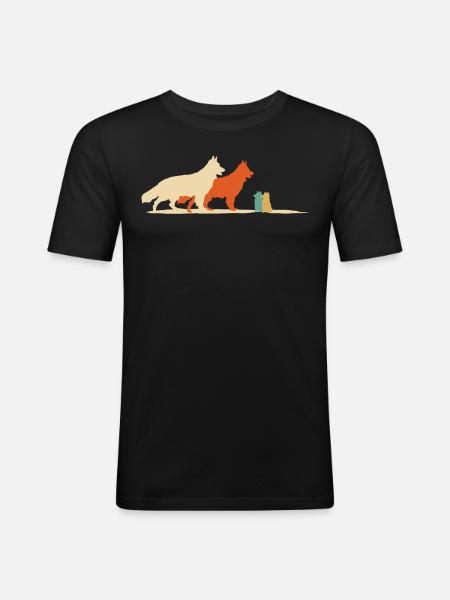 Weißer Schäferhund Welpen Schäferhunde - Männer Slim Fit T-Shirt - Schwarz