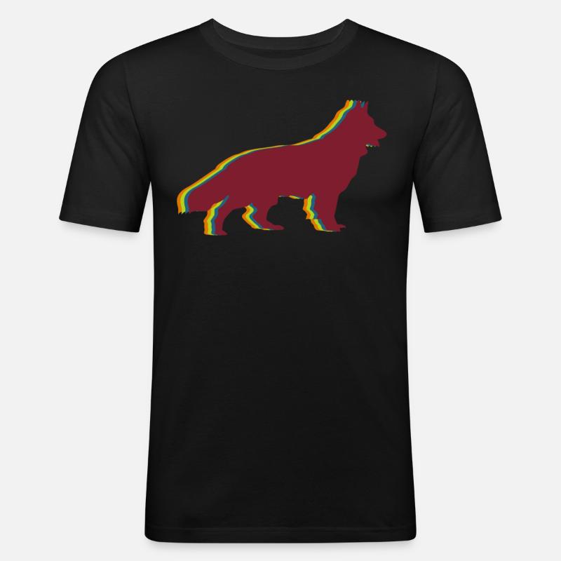 Schäferhunde Retro Weißer Schäferhund - Männer Slim Fit T-Shirt - Schwarz