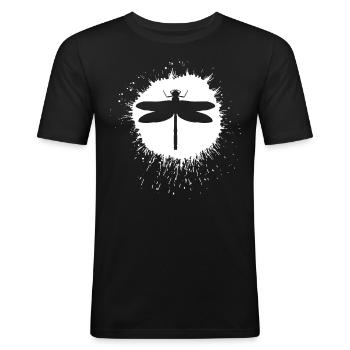 Libelle Insekten Dragonflies Libellen - Männer Slim Fit T-Shirt - Schwarz - Vorne - Nik (191cm)