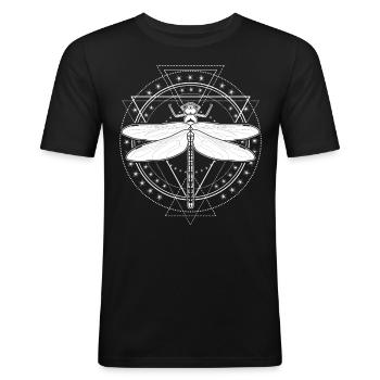 Libelle Okkulte Libellen - Männer Slim Fit T-Shirt - Schwarz - Vorne - Nik (191cm)