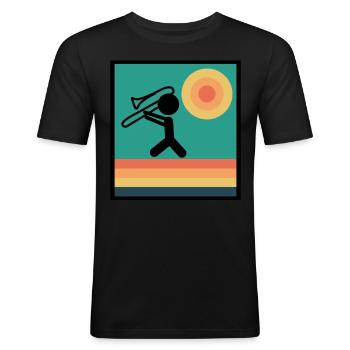 Trombone Tromboniste Trombones - T-shirt près du corps Homme - noir - Devant - Nik (191cm)