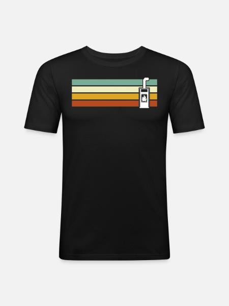 Cheminée Rétro Poêle à bois - T-shirt près du corps Homme - noir