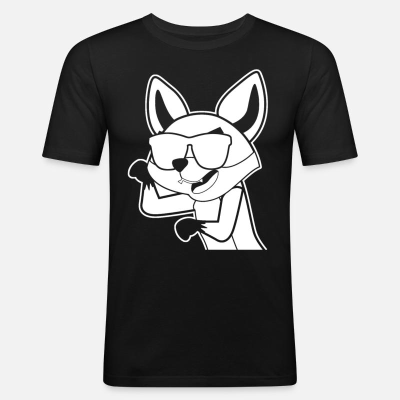 Fuchs mit Sonnenbrille - Männer Slim Fit T-Shirt - Schwarz