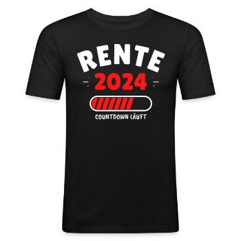 Rente 2024 - Der Countdown läuft! Das lustige - Männer Slim Fit T-Shirt - Schwarz - Vorne - Nik (191cm)