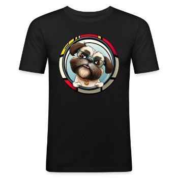 Dog Saying Shih Tzu Cartoon pour les amoureux des chiens - T-shirt près du corps Homme - noir - Devant - Nik (191cm)