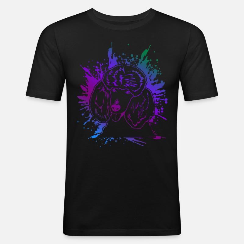Pudel Kunst - Männer Slim Fit T-Shirt - Schwarz