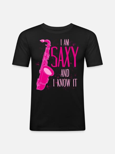 Saxophone Joke Saxy Jazz Saxophone - Men's Slim Fit T-Shirt - black
