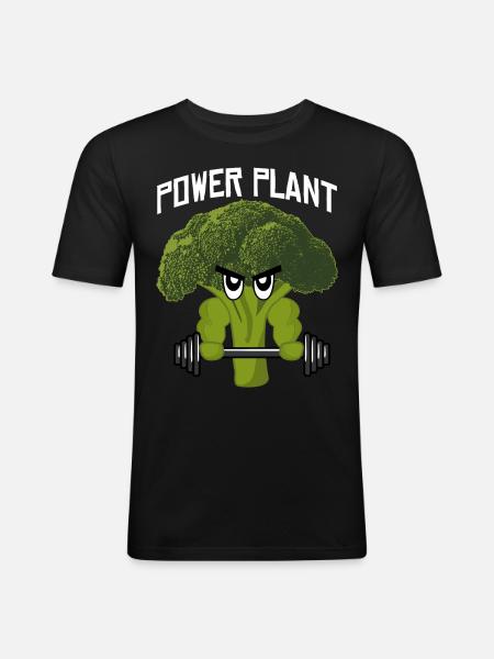 Vegan Bodybuilding Broccoli - Men's Slim Fit T-Shirt - black