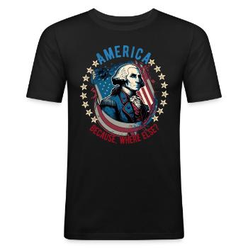 American Patriotic USA Design - T-shirt près du corps Homme - noir - Devant - Nik (191cm)
