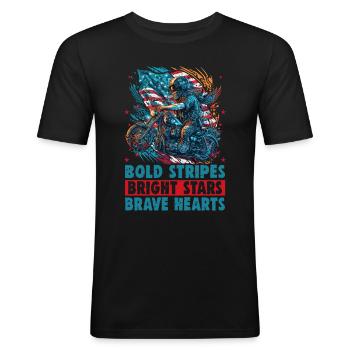 American Patriotic USA Design - T-shirt près du corps Homme - noir - Devant - Nik (191cm)