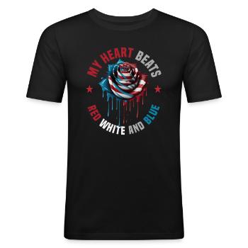 American Patriotic USA Design - T-shirt près du corps Homme - noir - Devant - Nik (191cm)