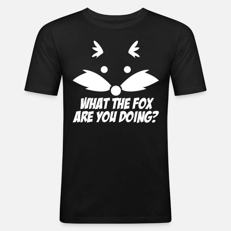 What the Fox? - Männer Slim Fit T-Shirt - Schwarz