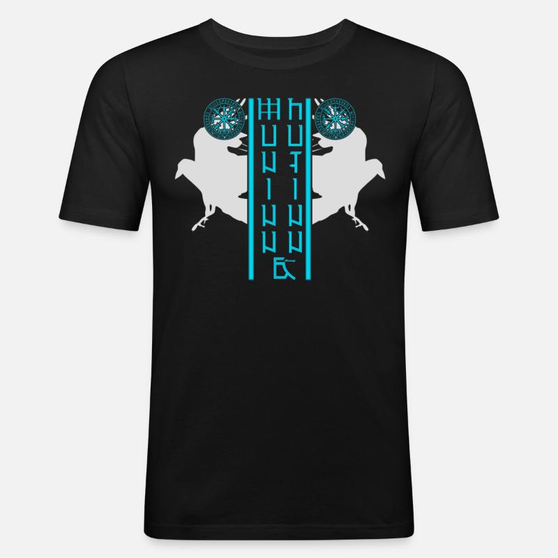 Vegvisir Raben Valhalla Wikinger - Männer Slim Fit T-Shirt - Schwarz