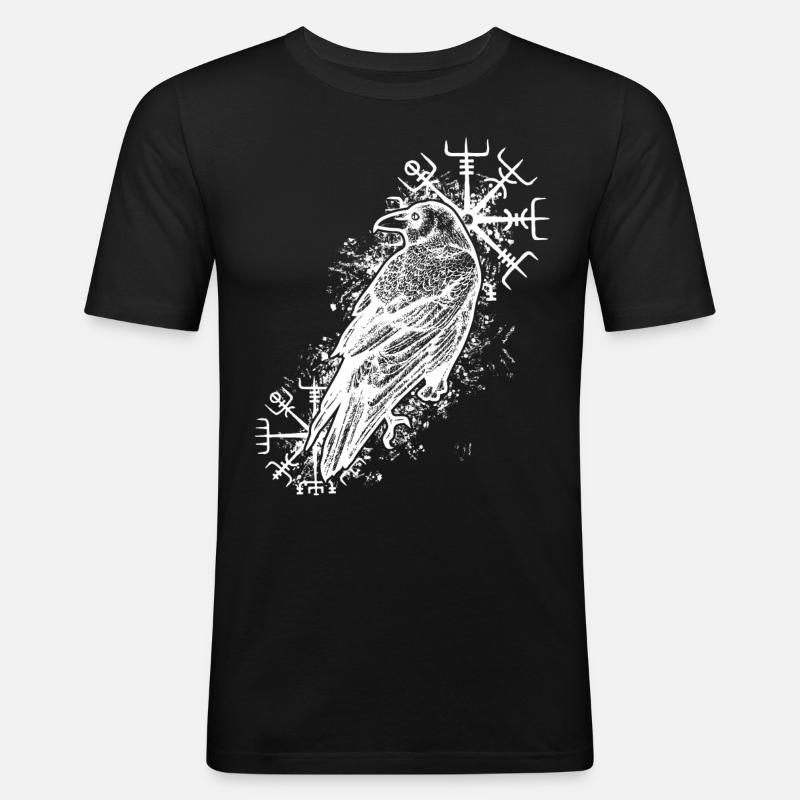 Raben Valhalla Wikinger Vegvisir - Männer Slim Fit T-Shirt - Schwarz