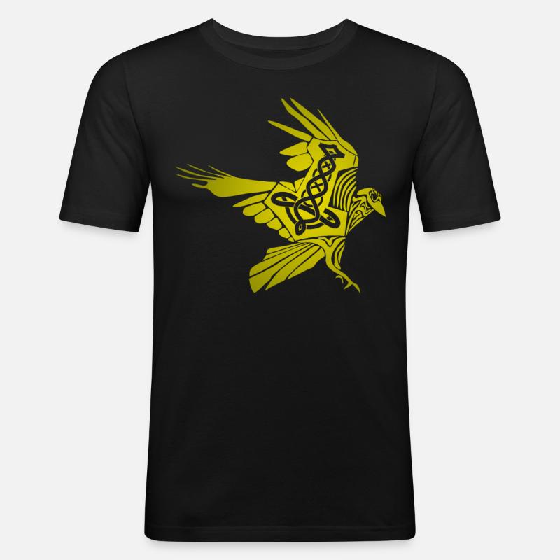 Rabe Wikinger Raben - Männer Slim Fit T-Shirt - Schwarz
