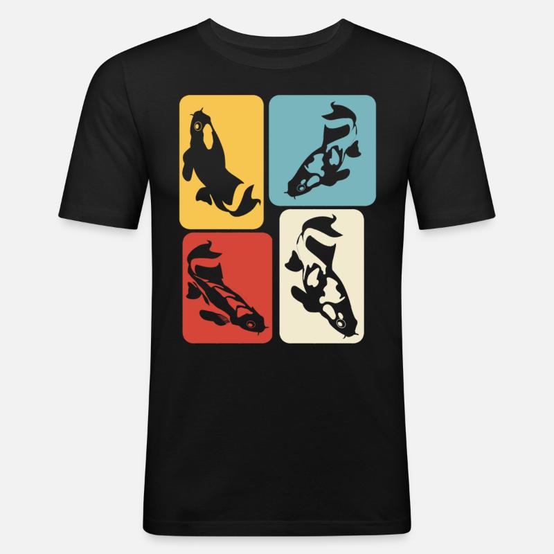 Koi Karpfen Retro Kois - Männer Slim Fit T-Shirt - Schwarz