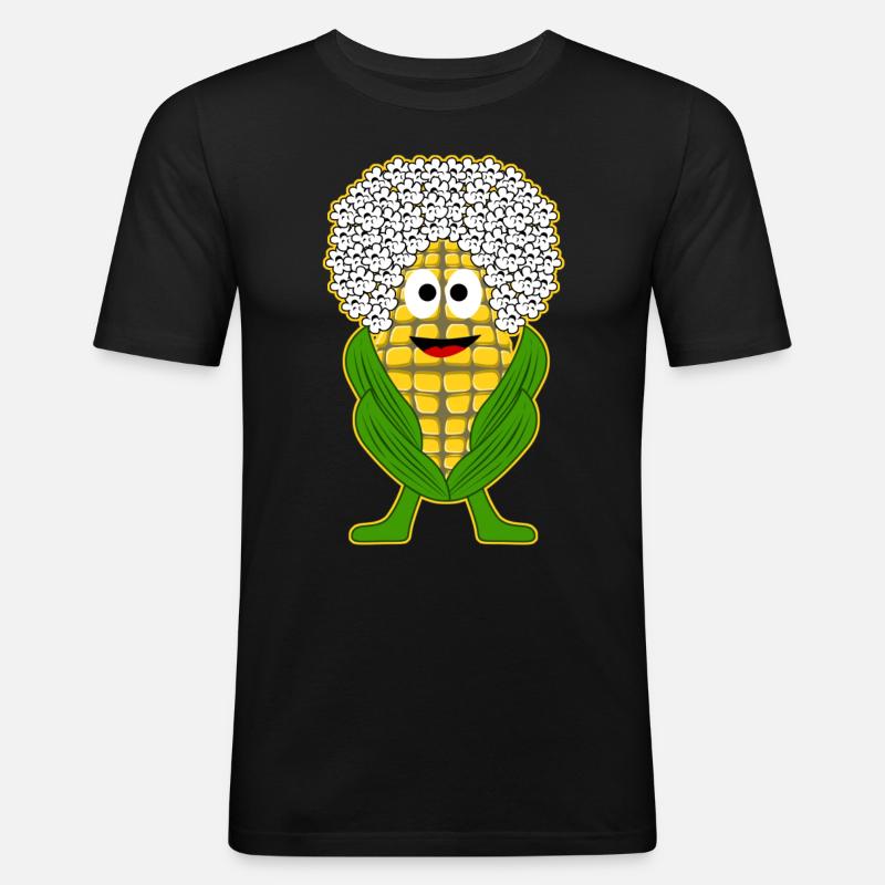 Mais Popcorn - Männer Slim Fit T-Shirt - Schwarz