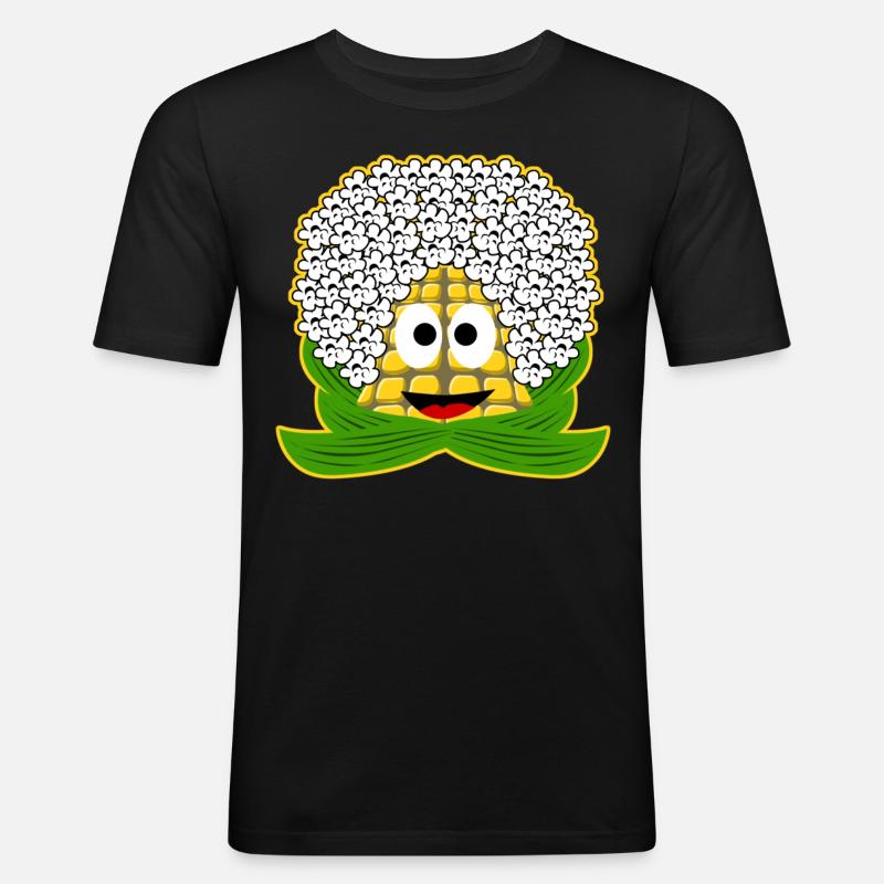 Popcorn Mais - Männer Slim Fit T-Shirt - Schwarz