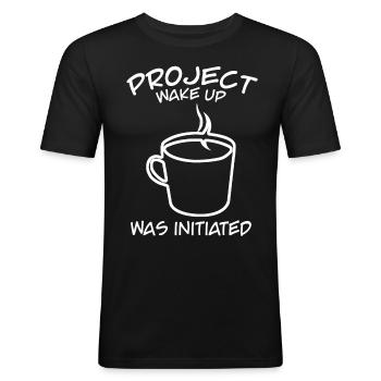 Café Bureau Matin grouch Réveil - T-shirt près du corps Homme - noir - Devant - Nik (191cm)