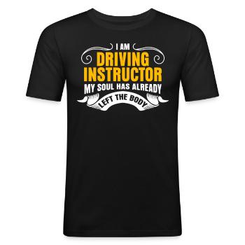 Moniteur d’auto-école - T-shirt près du corps Homme - noir - Devant - Nik (191cm)