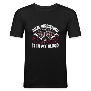 Arm Wrestler Design Armdrücken Arm Wrestling - T-shirt près du corps Homme - noir - Devant - Nik (191cm)