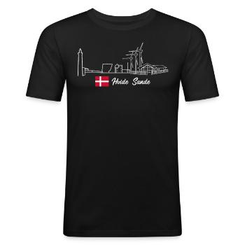 Hvide Sande Leuchtturm Windrad Dänemark - Männer Slim Fit T-Shirt - Schwarz - Vorne - Nik (191cm)