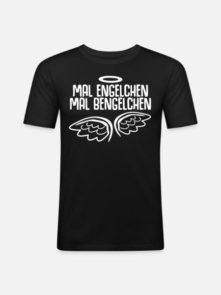 Engelchen Bengelchen Engel Bengel - Männer Slim Fit T-Shirt - Schwarz