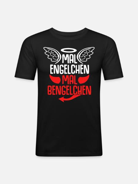Engel Heiligenschein Bengelchen Bengel - Männer Slim Fit T-Shirt - Schwarz