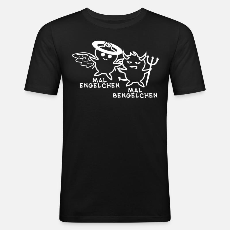 Engelchen Teufelchen Bengelchen Bengel - Männer Slim Fit T-Shirt - Schwarz