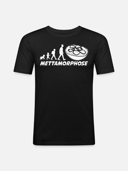 Mettbrötchen Mettigel Hackfleisch Mett - Männer Slim Fit T-Shirt - Schwarz