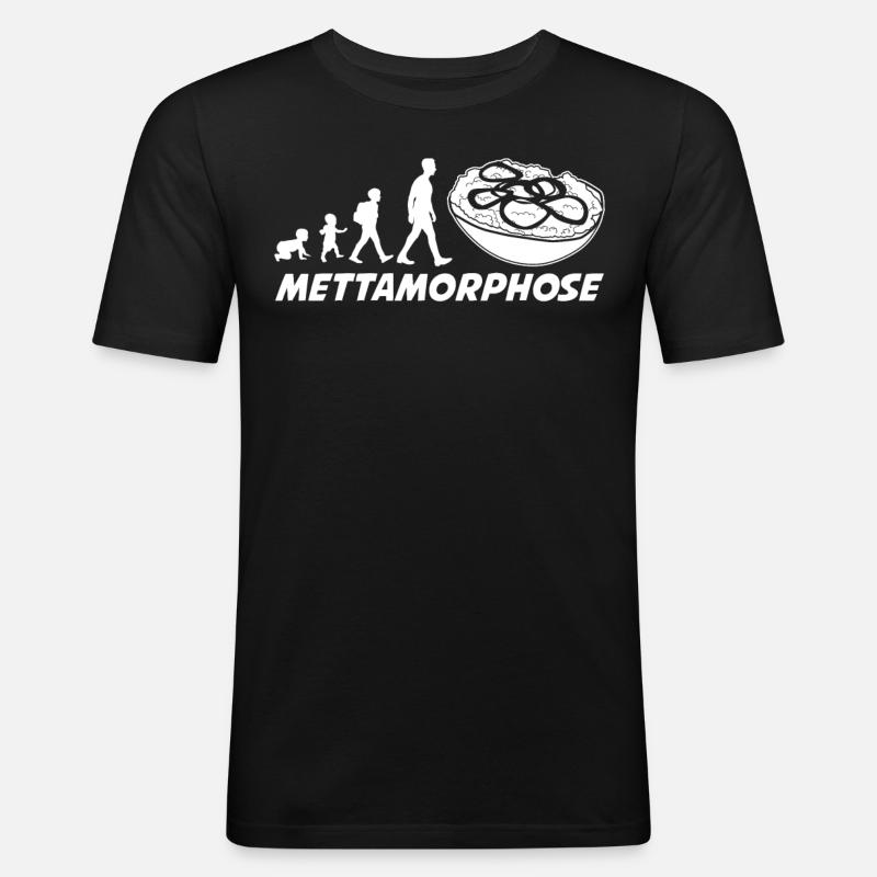 Mettbrötchen Mettigel Hackfleisch Mett - Männer Slim Fit T-Shirt - Schwarz