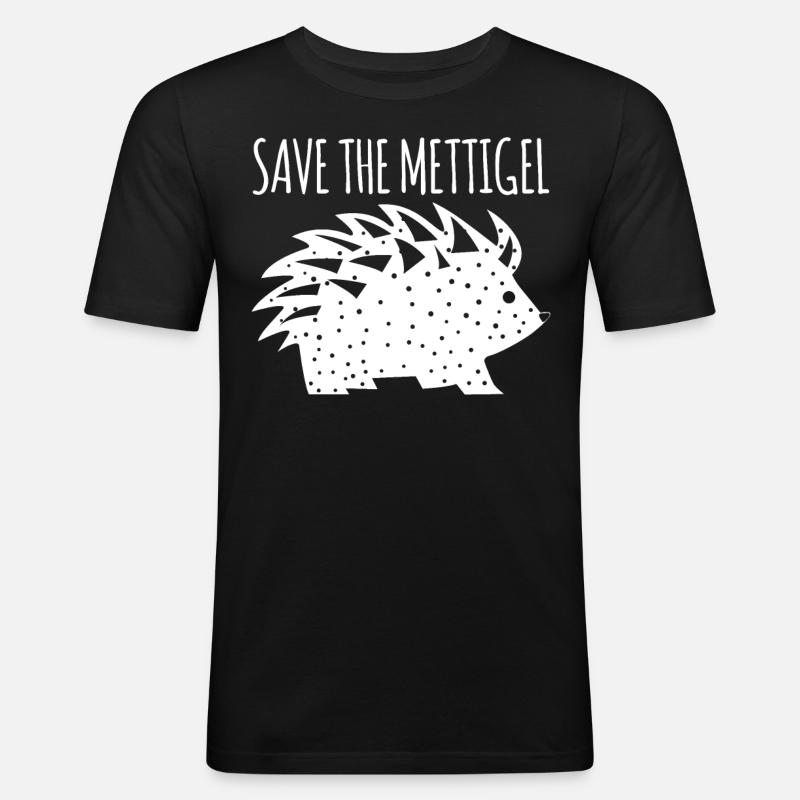 Mettigel Hackfleisch Mett Mettbrötchen - Männer Slim Fit T-Shirt - Schwarz