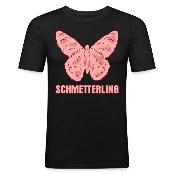 Hackfleisch Schmetterling Mett - Männer Slim Fit T-Shirt - Schwarz - Vorne - Nik (191cm)