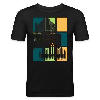 Orgel Retro Orgelspieler Organist - Männer Slim Fit T-Shirt - Schwarz - Vorne - Nik (191cm)