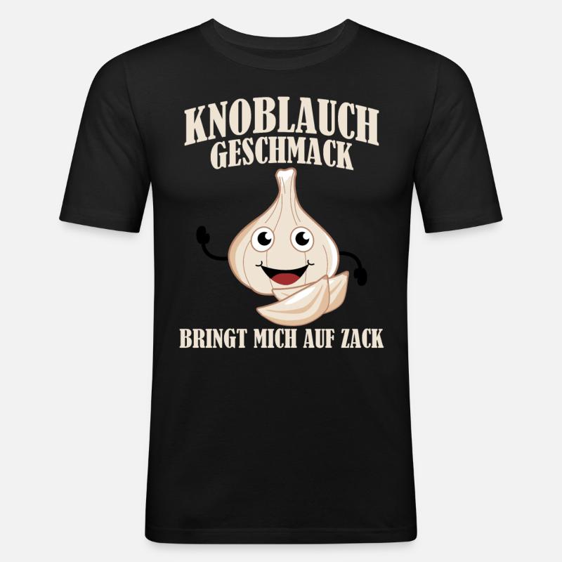 Knoblauch Knoblauchzehe - Männer Slim Fit T-Shirt - Schwarz