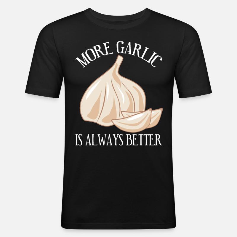 More Garlic - Männer Slim Fit T-Shirt - Schwarz