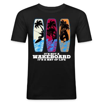 Wakeboard Wakeboarder Wakeboards - Männer Slim Fit T-Shirt - Schwarz - Vorne - Nik (191cm)