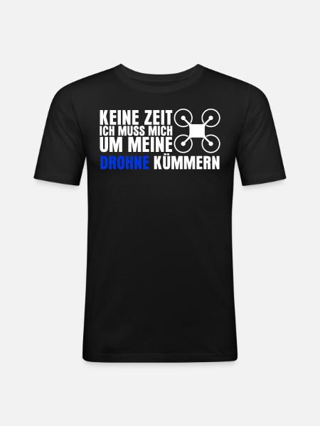 Drohne Quadrocopter Quadcopter - Männer Slim Fit T-Shirt - Schwarz