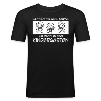 Kindergarten Kindergärtnerin Kita - Männer Slim Fit T-Shirt - Schwarz - Vorne - Nik (191cm)