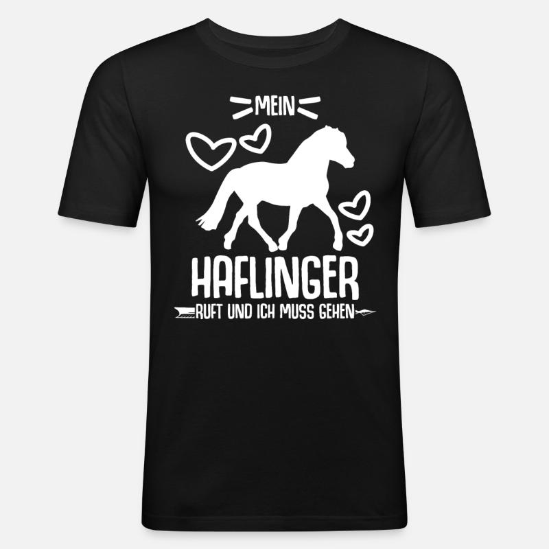 Mein Haflinger ruft - Männer Slim Fit T-Shirt - Schwarz
